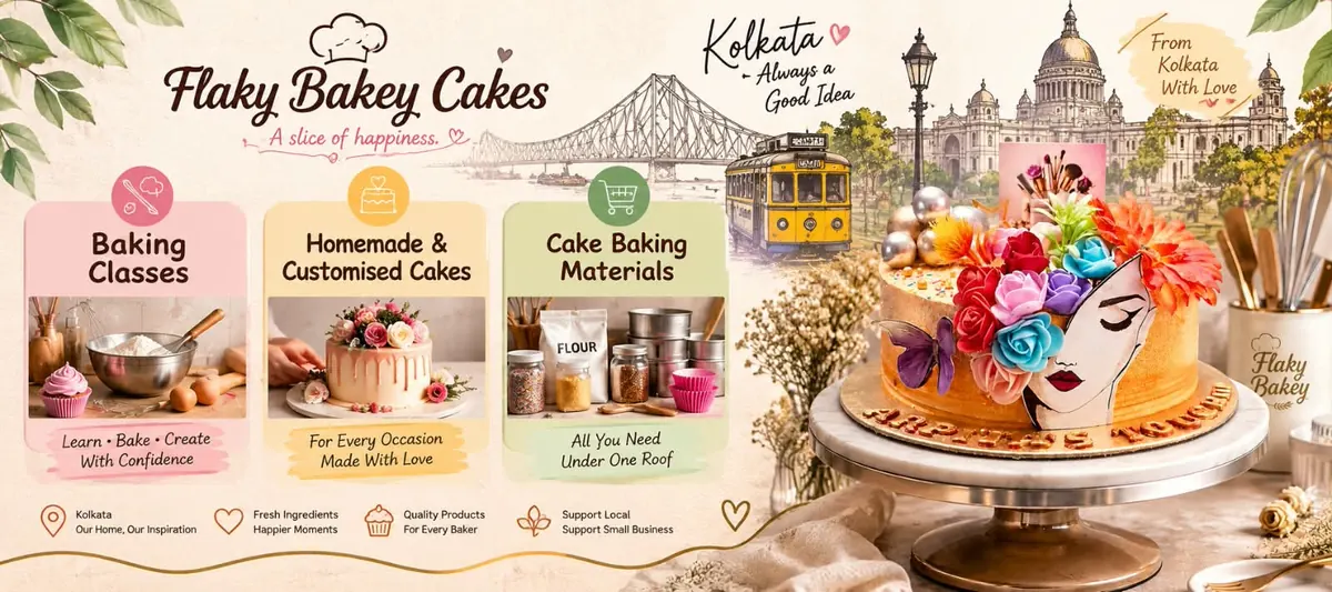 Flaky Bakey Cakes — baking classes, homemade custom cakes and baking materials, Kolkata