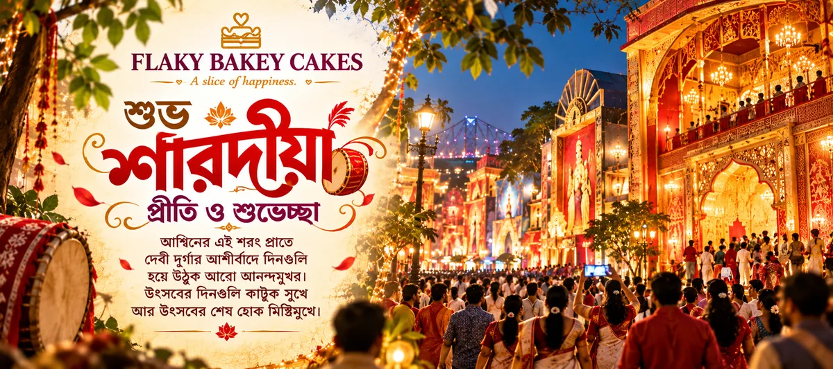 Flaky Bakey Durga Puja greetings from Kolkata