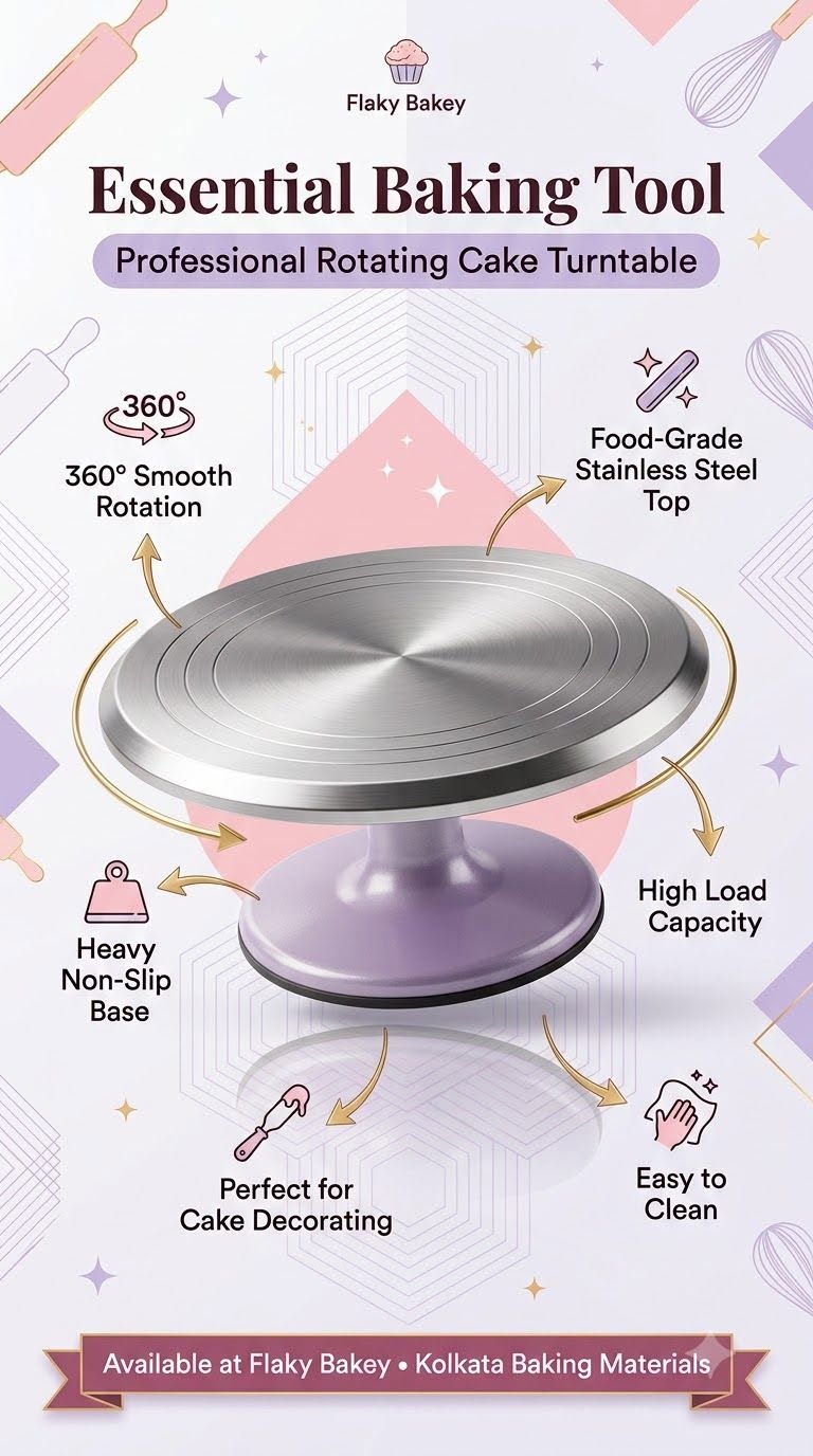 Cake decorating turntable and tools — Flaky Bakey baking materials store