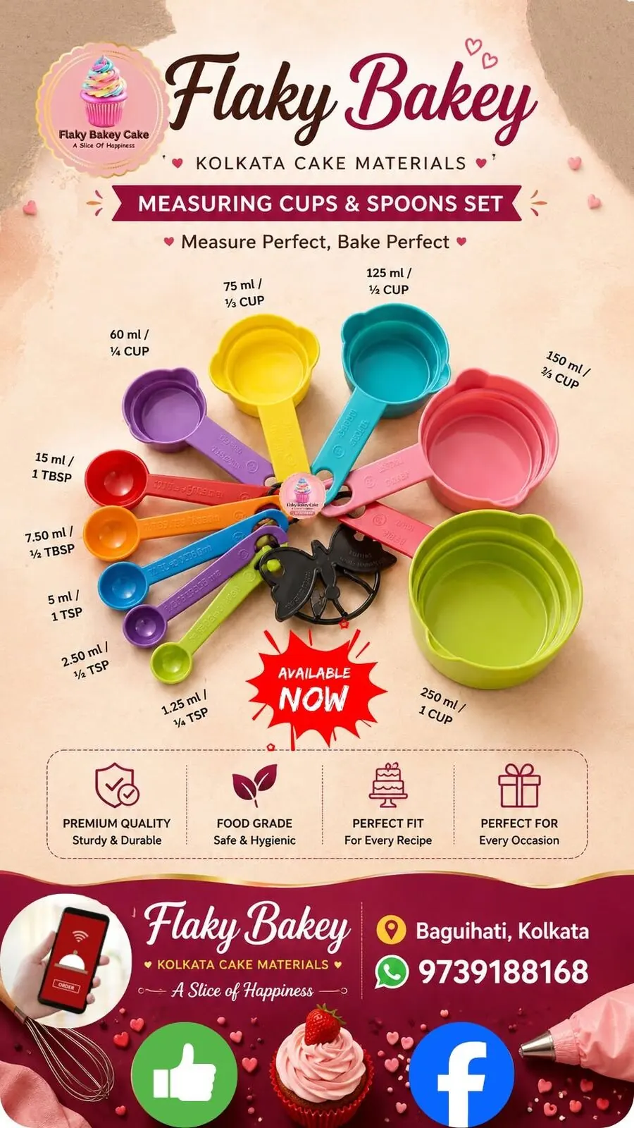 Measuring cups and spoons set — Flaky Bakey baking materials store